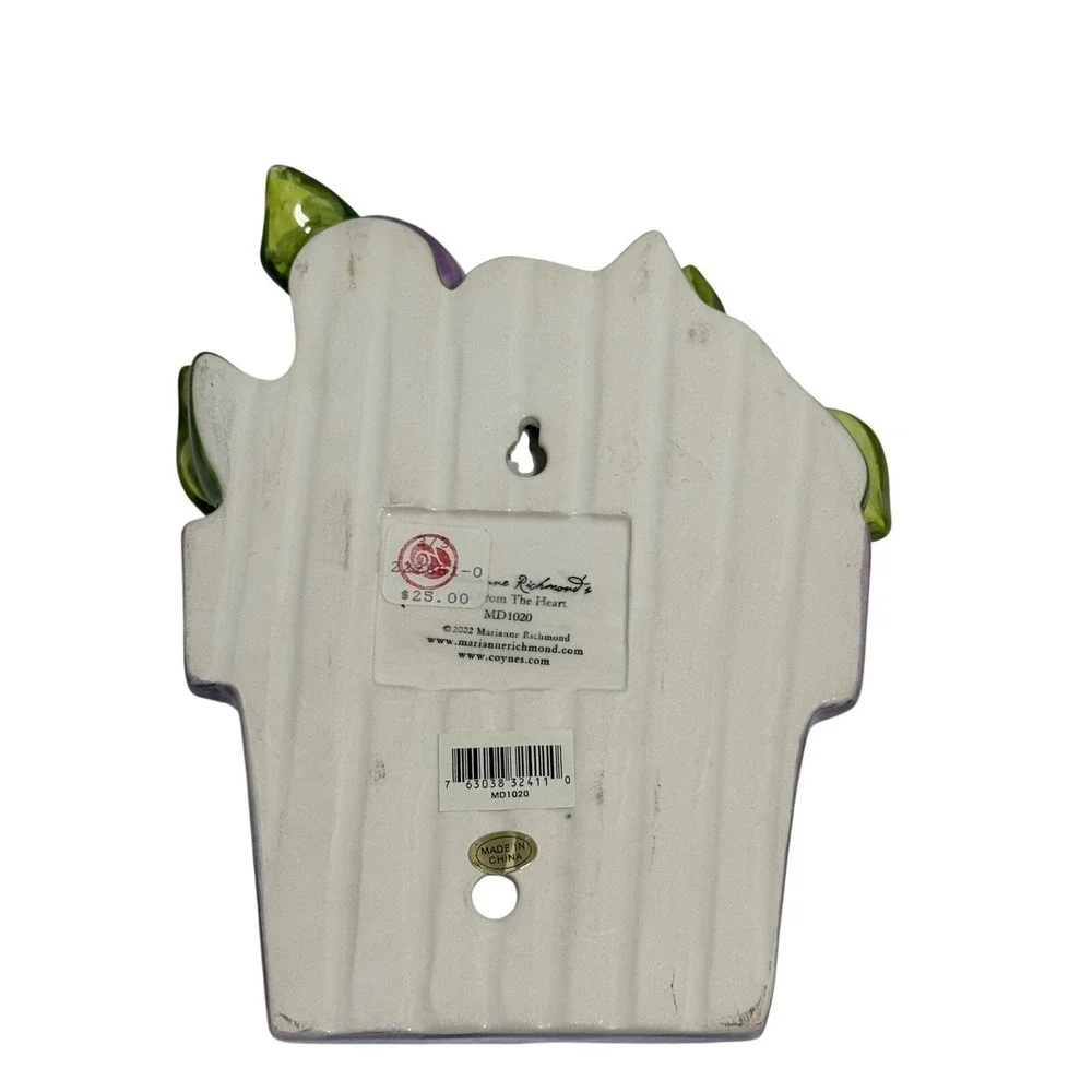 Marianne‎ Richmond Ceramic Wall Plaque Mom Flower Pot 3D Roses Ladybug 2002